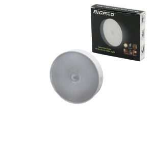 BİGPRO ( BEYAZ LED ) ( SENSÖRLÜ=0--3MT ) ( USB ŞARJLI ) YUVARLAK LAMBA ( ÇAP: 8.3CM & KALINLIK: 2CM )*200
