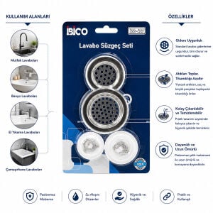 İBİCO İ22-427 ( 4PCS ) LAVABO SÜZGEÇ & TIPA SETİ ( 2 BOY SÜZGEÇ & 2 BOY PLASTİK TIPA )*12X25