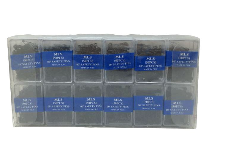 MLS (TAKSUN ) SAFETY PINS-978 ( SİYAH ) ( 50PCS.PLS.KUTU ) (NO-00'') MİNİ ÇENGELLİ İĞNE*36X40