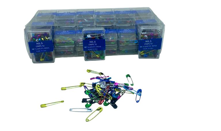 MLS SAFETY PINS-988 ( RENKLİ ) ( 50PCS.PLS.KUTU ) ( NO-00'' ) MİNİ ÇENGELLİ İĞNE*36X40