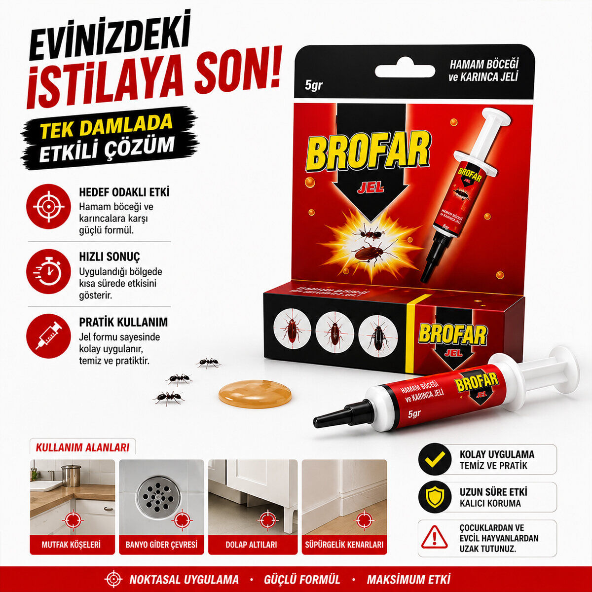 BROFAR  ( JEL ) ŞIRINGA MODELİ  ( HAMAMBÖCEĞİ & KARINCA ) 5GR.*12X8