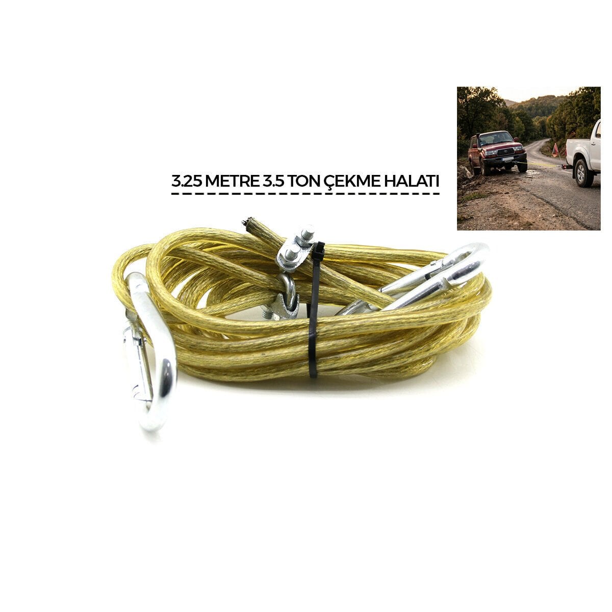 KRT-1110 ( ÇELİK & PVC KAPLAMALI ) ( 3.5 TON ) ( 3.25MT ) OTO ÇEKME HALATI*30