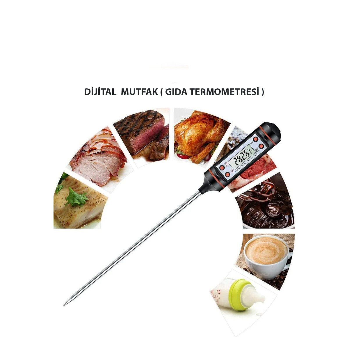 İBİCO-484 DP-37 DİGİTAL THERMOMETER TP-101 ( DİJİTAL ) MUTFAK ( GIDA TERMOMETRESİ ) ( ÇUBUK ŞİŞ ) ( -50 °C & +300°C )*20X10