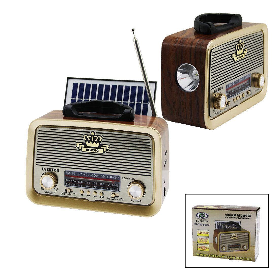 EVERTON RT-301 (FİŞ ŞARJLI) ( FENERLİ ) (BLUETOOTH) ( İBRELİ ) FM RADYO (MP3 USB & TF PLAYER) (4V OUT& AUX IN)*30