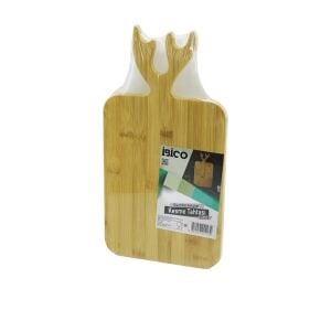 İBİCO İ22-223 (GEYİK BOYNUZ ŞEKİL KULPLU) (D.GEN) AHŞAP BAMBU KESİM PANOSU & KESME TAHTASI (20X27.5CM +KULP:10.5CM=20X38CM)*24