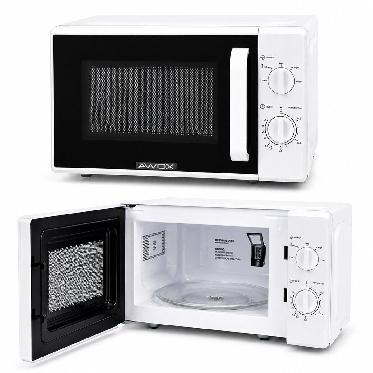 AWOX H20 ( BEYAZ ) ( 5 GÜÇ KADEMESİ & KLASİK ÖN PANEL ) ( BEYAZ ) MİKRODALGA FIRIN ( BUZ ÇÖZME ÖZELLİĞİ ) ( 20LT & 700W )*1