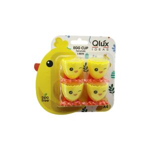 QLUX L-00210 EGG CUP ( 4PCS ) YUMURTALIK (EMOJİ DESEN & RENKLİ PLASTİK) (CİVCİV AYAKLI & 1/2 KIRIK YUMURTA KABUK MODEL)*48