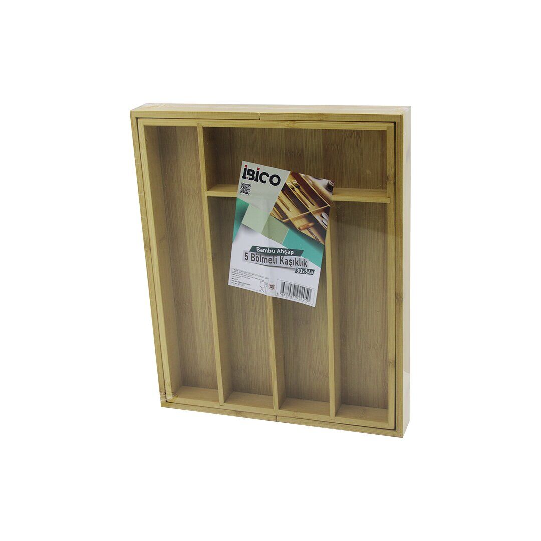 İBİCO İ22-205 (5+2 BÖLME=3+1+1 )+2 BÖLME=AÇ-KAPA) (AHŞAP BAMBU) (ÇEKMECE İÇİ) KAŞIKLIK (KAPALI=29X35CM & AÇIK=43.2X35CM) (ÇOK AMAÇLI ORGANİZER)*12