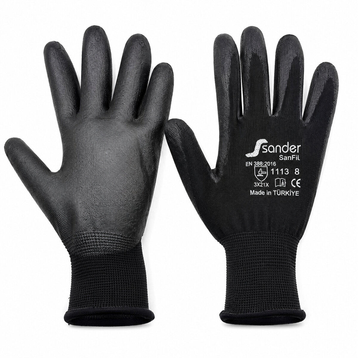 SANDER G-111330 ( NO 8 ) ( SMALL ) ( SİYAH & SİYAH BAŞLIK ) NİTRİL İŞÇİ ELDİVEN*10X10