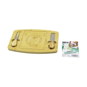 İBİCO İ22-237 (D.GEN & BOMBELİ KENAR) (2-BIÇAK=SAĞ-SOL) (AHŞAP BAMBU) KAHVALTI PEYNİR SUNUM PANO (BIÇAK=AHŞAP SAPLI)( 19X28.7X1.4CM )*24