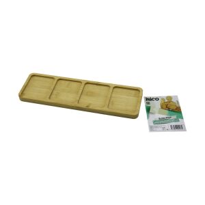 İBİCO İ22-227 ( DİKDÖRTGEN ) ( 4 BÖLMELİ ) AHŞAP BAMBU SERVİS SUNUM TEPSİ & TAHTASI ( 32.8CM X 10CM X 1.4CM )*48