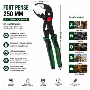 BOSCH-1 600 A03 2V9 ( 529 ) ( 250MM ) ( 10'' ) FORD PAPAĞAN PENSE ( 0- 46 MM AĞIZ ÖLÇÜ )( ERGONAMİK YUMUŞAK SAP )( 60 ± KESME SERTLİK )*6X1