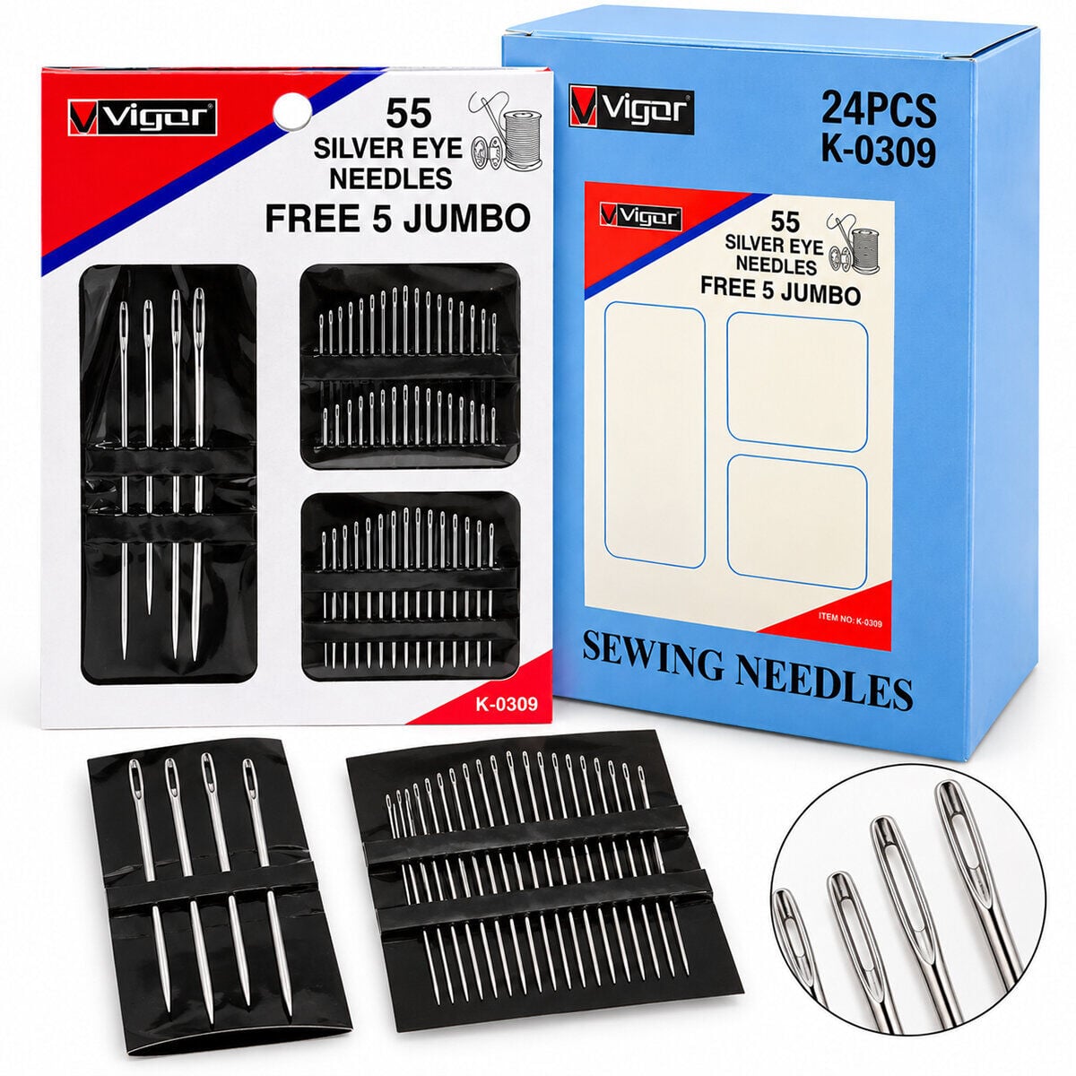 VİGOR K-0309 YORGAN İĞNE ( 55PCS ) FREE 5 JUMBO İĞNE SETİ  ( 5 YORGAN + 50 DİKİŞ İĞNESİ SETİ )*24X30