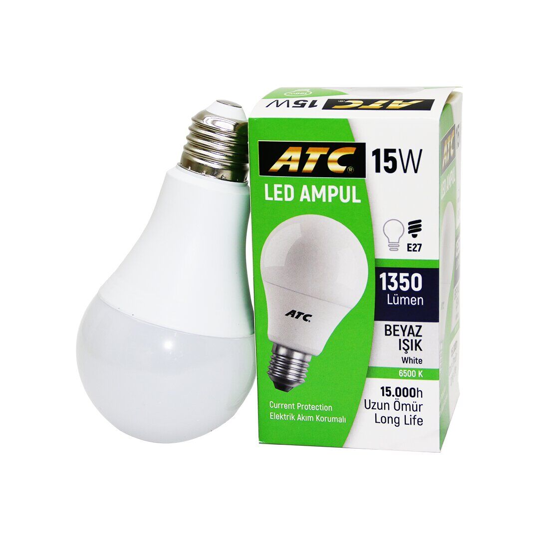 ATC-LW-15W ( 15W=90W ) ( E27 ) ( BEYAZ=6500K ) LED AMPUL LAMBA ( 1200 LÜMEN ) ( IP20 ) ( 15.000 SAAT ÖMÜR )*10X10