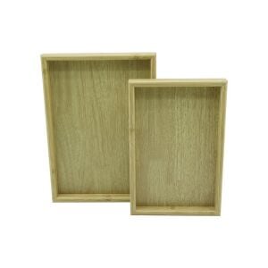 PABLITO HOME PBT-362 (AÇIK KAHVERENGİ) (2Lİ SET) (DİKDÖRTGEN) AHŞAP BAMBU SUNUM TEPSİ (20X30CM-  25X35CM- DERİNLİK: 2CM)*20=K