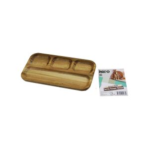 İBİCO İ22-273 ( AKASYA ) ( DİKDÖRTGEN ) ( 4 BÖLMELİ=3+1 ) AHŞAP SERVİS SUNUM TEPSİ & TAHTASI ( 25 X 14 X 1.4CM)*50