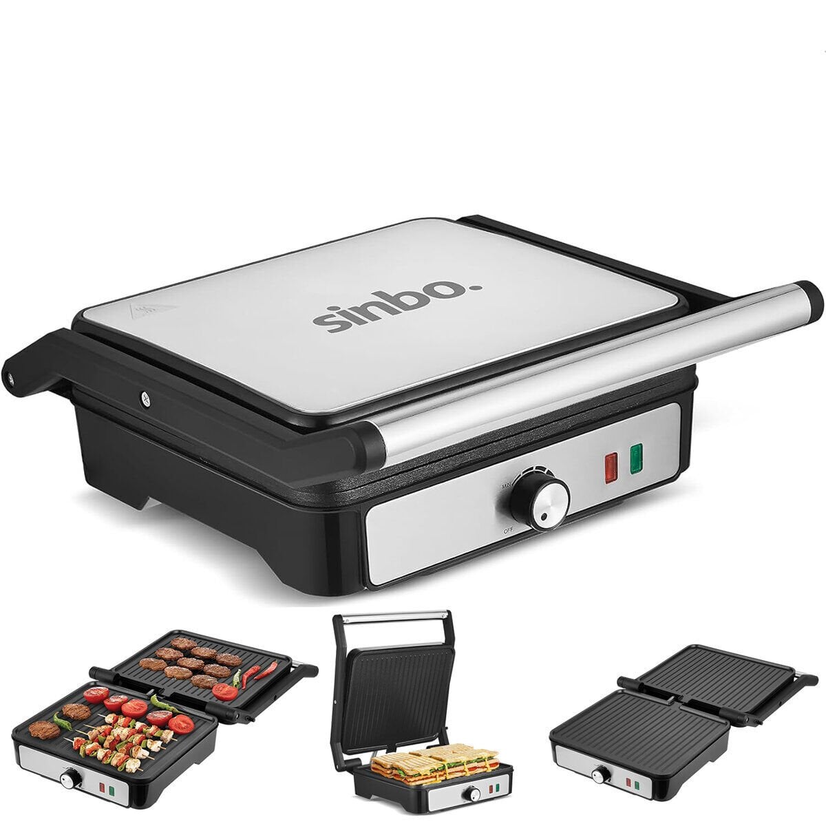 SİNBO SSM-2590 ( BEYAZ ) IZGARA VE TOST MAKİNESİ ( AYARLANABİLİR ISI ) ( 180° AÇILABİLİR ÜST GÖVDE )*2