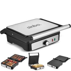 SİNBO SSM-2590 ( BEYAZ ) IZGARA VE TOST MAKİNESİ ( AYARLANABİLİR ISI ) ( 180° AÇILABİLİR ÜST GÖVDE )*2