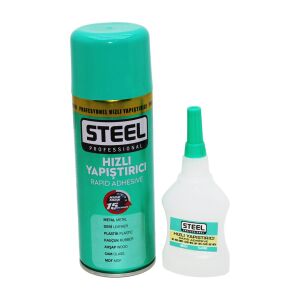 STEEL CK-5418 ( 400ML+70GR=BRÜT ) HIZLI YAPIŞTIRICI (MDF-AHŞAP-METAL-DERİ-KAUÇUK-PLASTİK-CAM)*24
