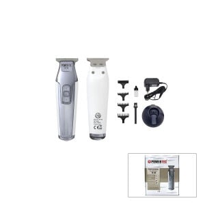 POWERTEC TR-758 SAÇ SAKAL ENSE ÇİZİM TRAŞ MAKİNE ( HIZ AYARI ) ( HIZLI FİŞ ŞARJ & ŞARJ GÖSTERGE & T BIÇAK & KROM KAPLI GÖVDE )*20