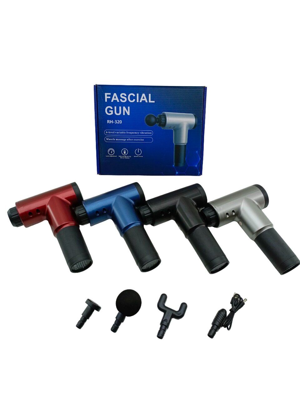 GOLD ORION FASCIAL GUN KH-320 RH-320 (ŞARJLI) MASAJ ALETİ (TABANCA MODEL) (TOP & Y ŞEKİL & KALEM UÇ) (6 SEVİYE TİTREŞİM) (KAS MASAJI)*16