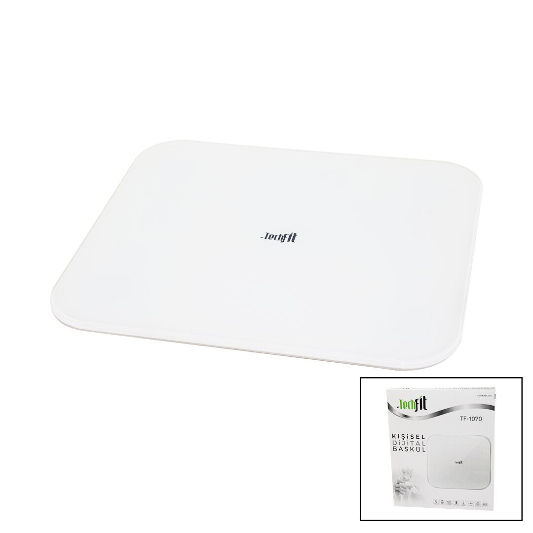 TECHFİT TF-1070 (GİZLİ EKRAN &SOFT BEYAZ CAM ZEMİN ) DİJİTAL BASKÜL TERAZİ TARTI (180KG) (SENSÖR &LED EKRAN &ODA℃)*10