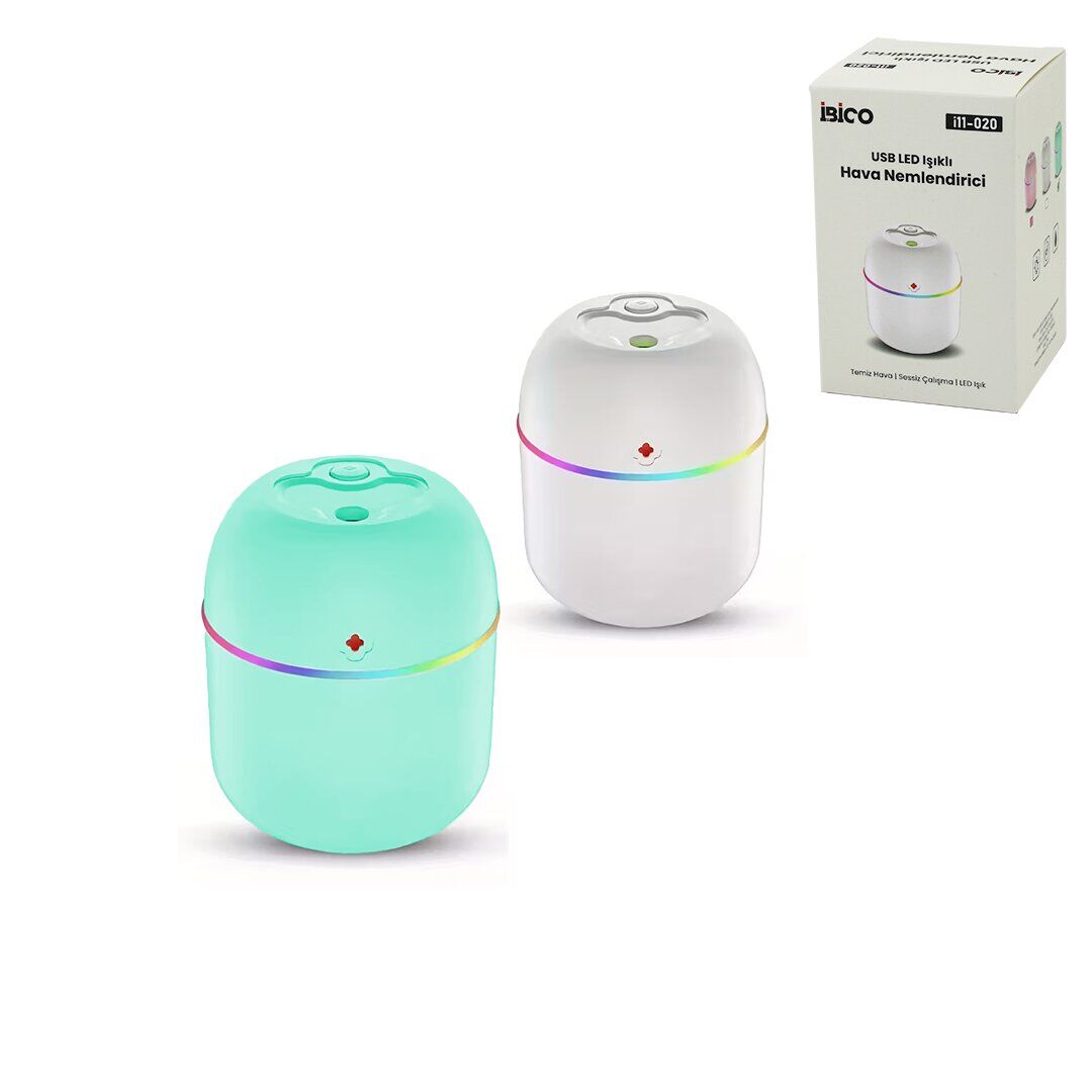 İBİCO İ11-020 ( MİNİ ) ( USB ŞARJLI & IŞIKLI ) HAVA NEMLENDİRİCİ & BUHAR MAKİNE & KOKU GİDERİCİ ( 2W ) ( DC 5V & 350mA )*80