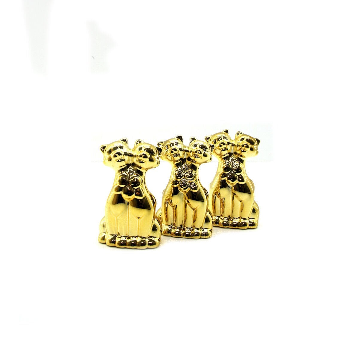 İBİCO İ12-144 ( ÇİFT KEDİ & ORTA ) ( GOLD & SERAMİK ) BİBLO & DEKORATİF SÜS EŞYASI*12X12