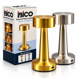 İBİCO İ10-029 ( GOLD - SİLVER & YUVARLAK ) DEKORATİF MASA LAMBASI MANTAR ( DOKUNMATİK ) ( USB & TYPE-C ŞARJLI ) ( 3 FONKSİYON RENKLİ )*24=K