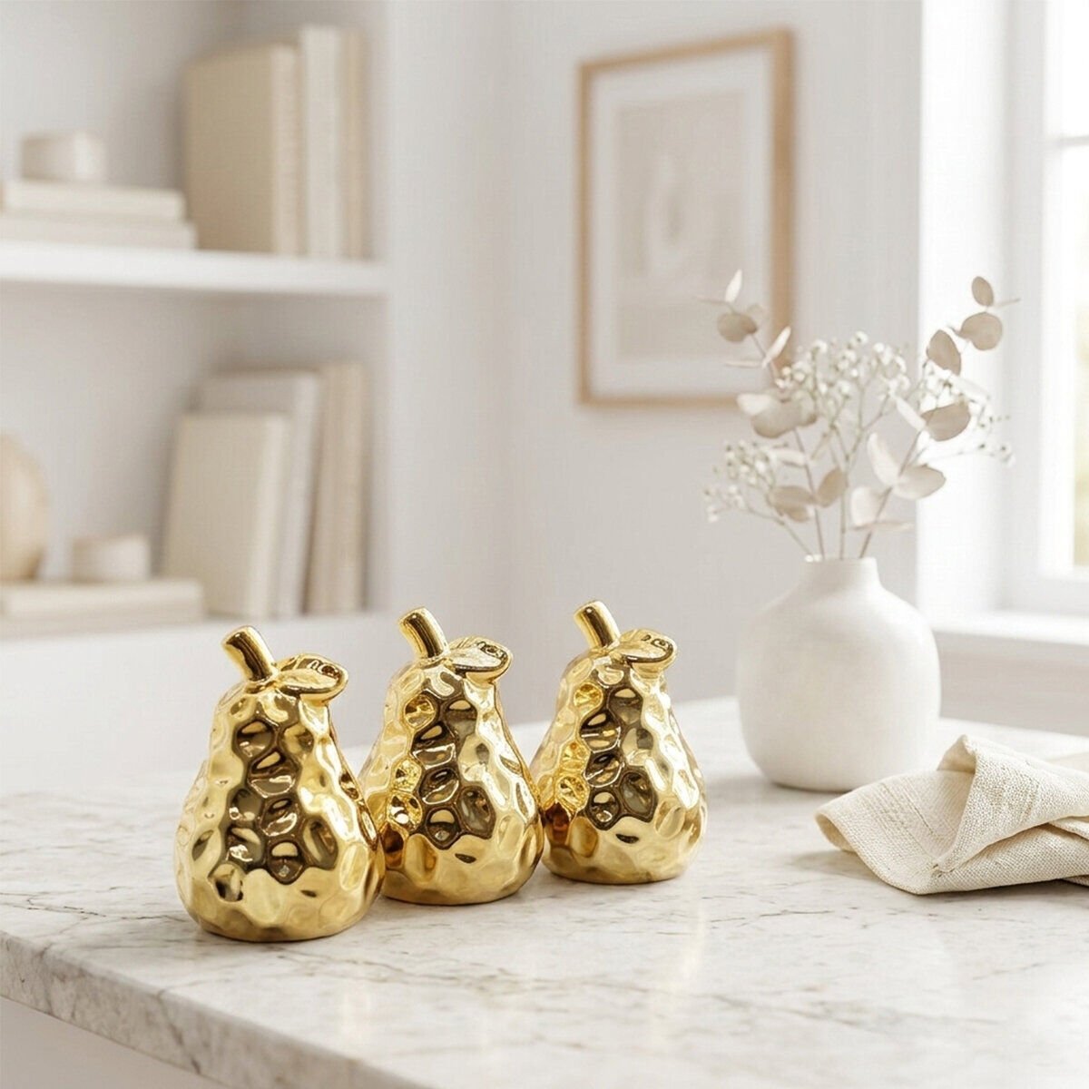 İBİCO İ12-149 ( ARMUT & ORTA ) ( GOLD & SERAMİK ) BİBLO & DEKORATİF SÜS EŞYASI*12X16