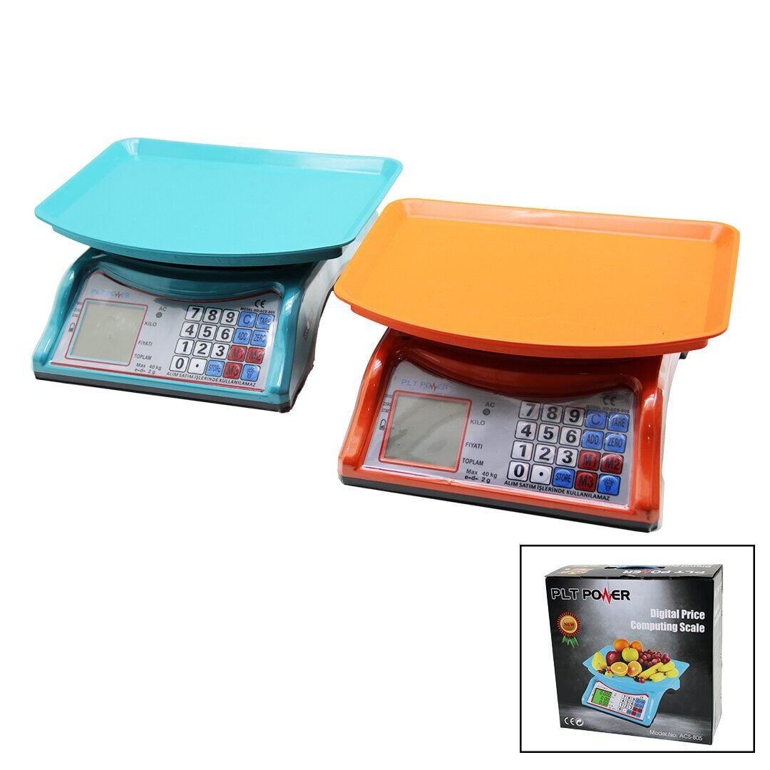 PLT POWER ACS-805 ( KÜÇÜK ) ( DİJİTAL ) KARPUZ TERAZİ TARTI ( 40KG / 2GR ) ( 3 FİYAT HAFIZASI ) ( FİŞ ŞARJLI )*10
