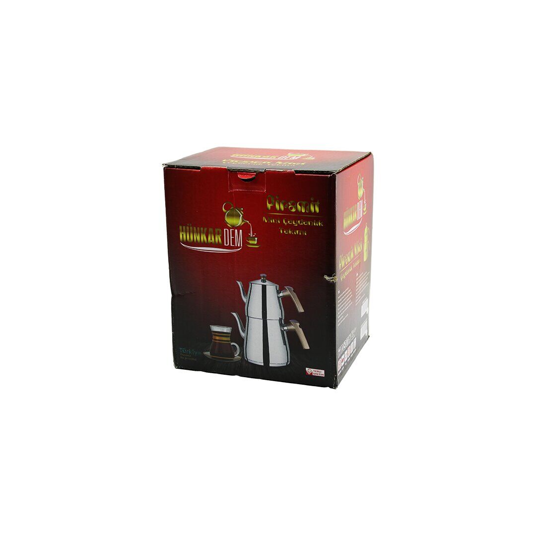 HÜNKARDEM PRAMİT ( MİNİ BOY ) ÇELİK ÇAYDANLIK SETİ & TAKIMI ( RENKLİ BAKALİT KULP ) ( ÜST DEMLİK: 0.9LT & ALT SULUK: 1.5LT ) ( KENDİNDEN SÜZGEÇLİ ) *8