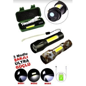 İBİCO USB CHARGE IBC-11 ( 2IN1=3W+1W ) USB ŞARJLI LEDLİ POLİS EL FENERİ ( PLASTİK KUTULU )*240