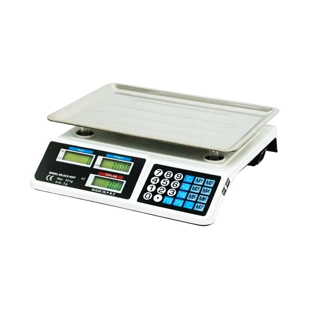 PLT POWER ACS-809T ( BÜYÜK ) DİJİTAL KARPUZ TERAZİ TARTI ( 40KG/2GR ) ( 7 FİYAT HAFIZASI ) ( FİŞ ŞARJLI )*5