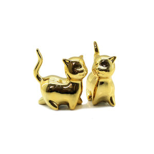 İBİCO İ12-187 ( KEDİ & ORTA ) ( GOLD & SERAMİK ) BİBLO & DEKORATİF SÜS EŞYASI*12X12