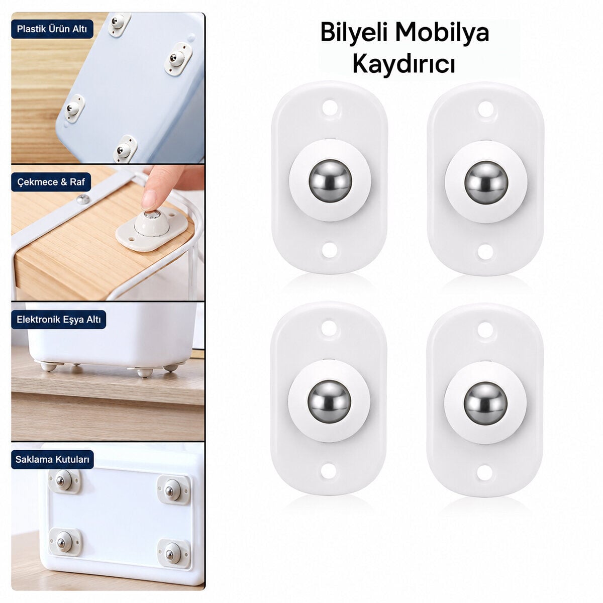 İBİCO İ13-141 ( KARTELALI ) ( 4PCS ) ( TEK BİLYA TEKERLEKLİ ) MOBİLYA EŞYA TAŞIMA APARATI ( 360° ) ( 8KG TAŞIMA KAPASİTE )*20X20
