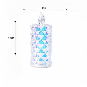 LED CANDLE LAMP YAKUT-13636 ( ORTA BOY= ÇAP:5CM & Y: 12CM ) ( PİLLİ ) LED MUM ( MİKA KRİSTAL PLASTİK )*12X30