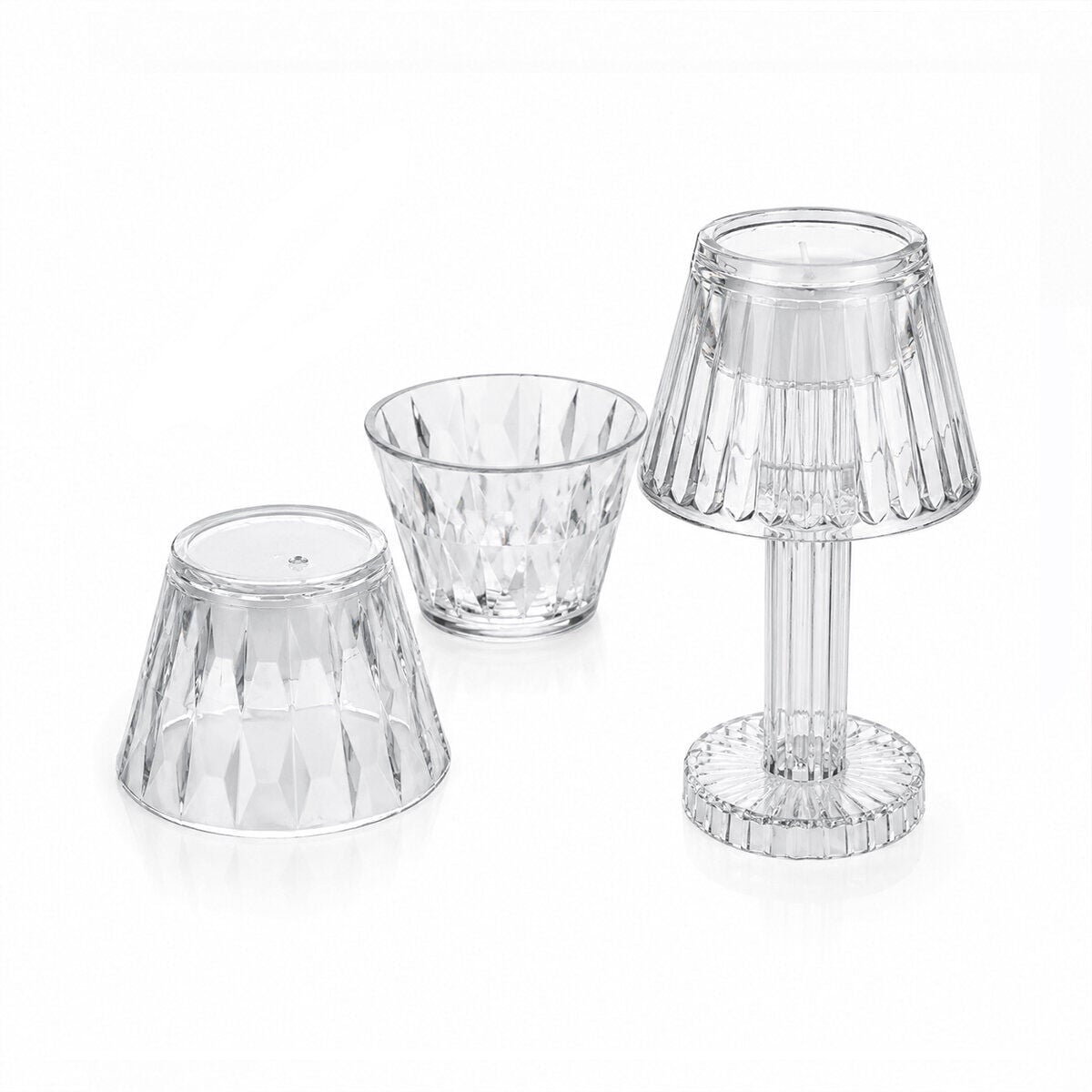 YAKUT-9878  KRİSTAL DAMLALI MUMLUK & MASA LAMBA ABAJUR MİNİ PİLLİ*24X20