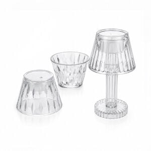 YAKUT-9878  KRİSTAL DAMLALI MUMLUK & MASA LAMBA ABAJUR MİNİ PİLLİ*24X20