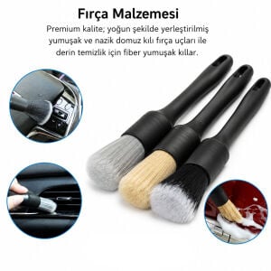 İBİCO İ21-140 ( 3PCS ) OTO ARAÇ İÇİ & DIŞI BAKIM FIRÇA SETİ & ÇOK AMAÇLI ( 3 FARKLI SERTLİKLE KIL TİPİ )*10X40