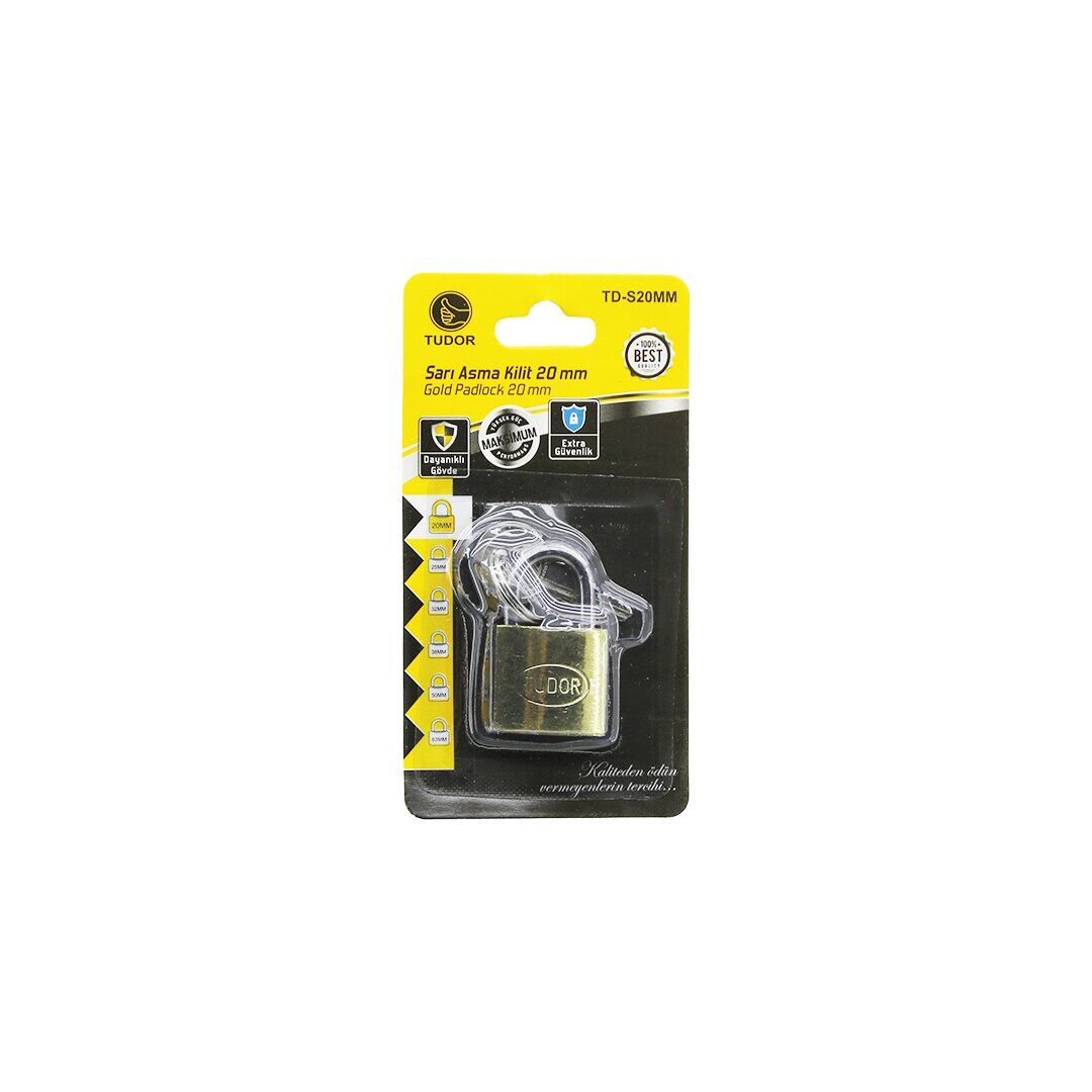 TUDOR TD-S20MM ( VAKUMLU ) ( 20MM & SARI ) ( KISA KANCALI ) ASMA KİLİT*12X40