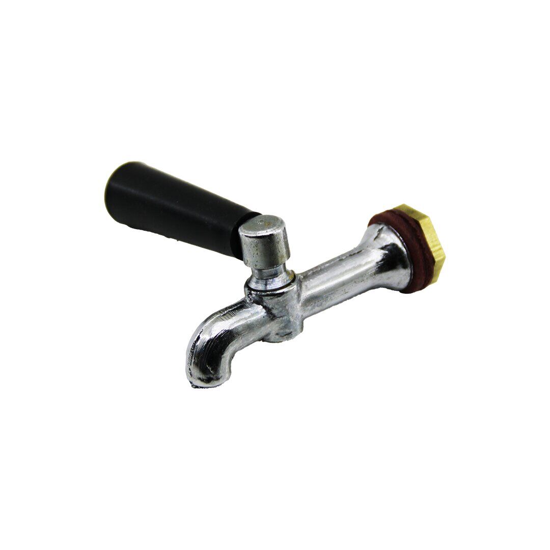 MS-200 ( KÜÇÜK & ERKEK ) ( KROM GÖVDE & SİYAH PLASTİK KOL) PİKNİK SEMAVER MUSLUK*12X40