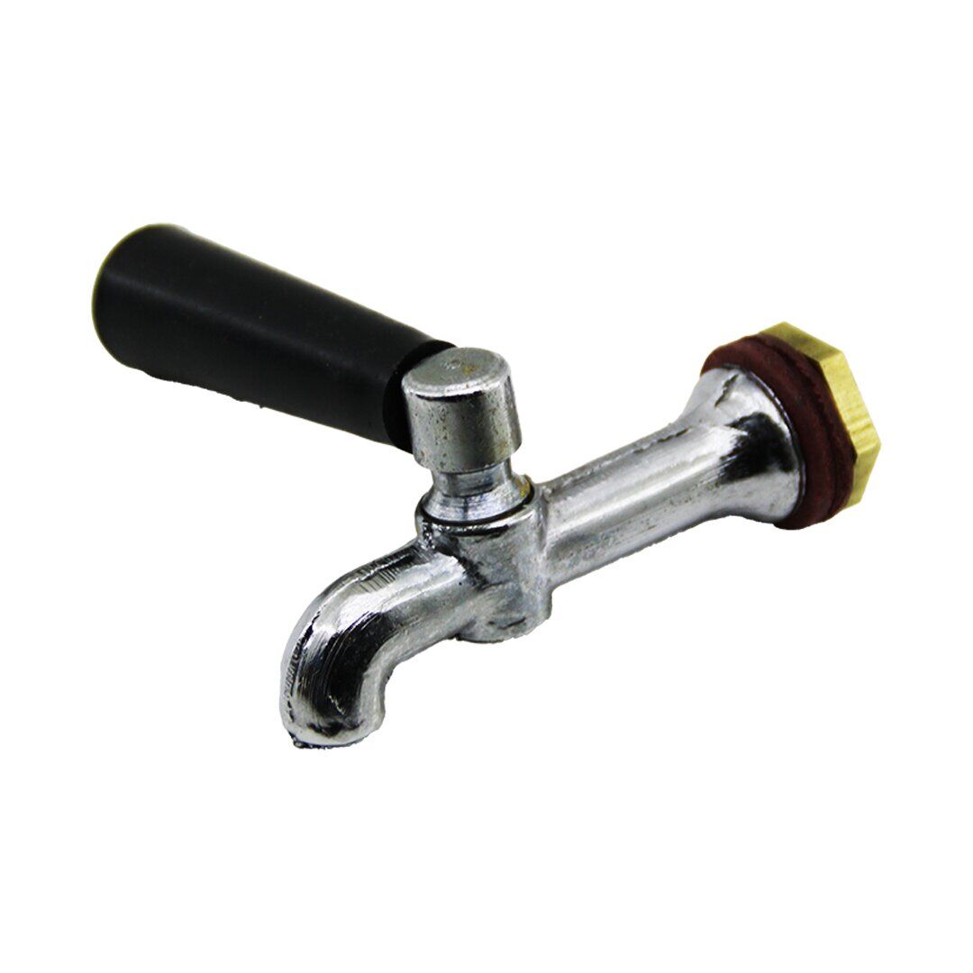 MS-210 ( BÜYÜK & ERKEK ) ( KROM GÖVDE & SİYAH PLASTİK KOL ) PİKNİK SEMAVER MUSLUK*12X40