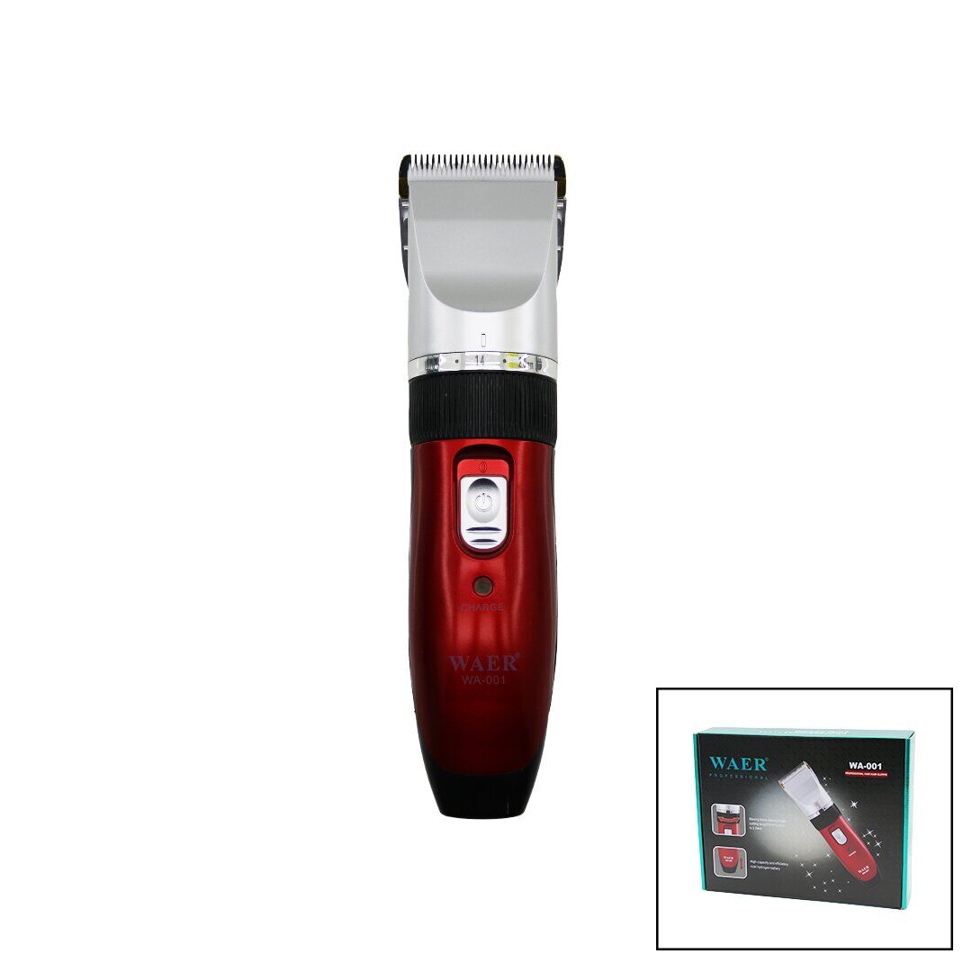 WAER WA-001 SAÇ SAKAL KESME TRAŞ MAKİNESİ (ÇİFT BATARYA) (FİŞ ŞARJLI) (KESİM AYARLI BIÇAK=0.8--2.0MM) (R.KROM KAPLI GÖVDE)*40