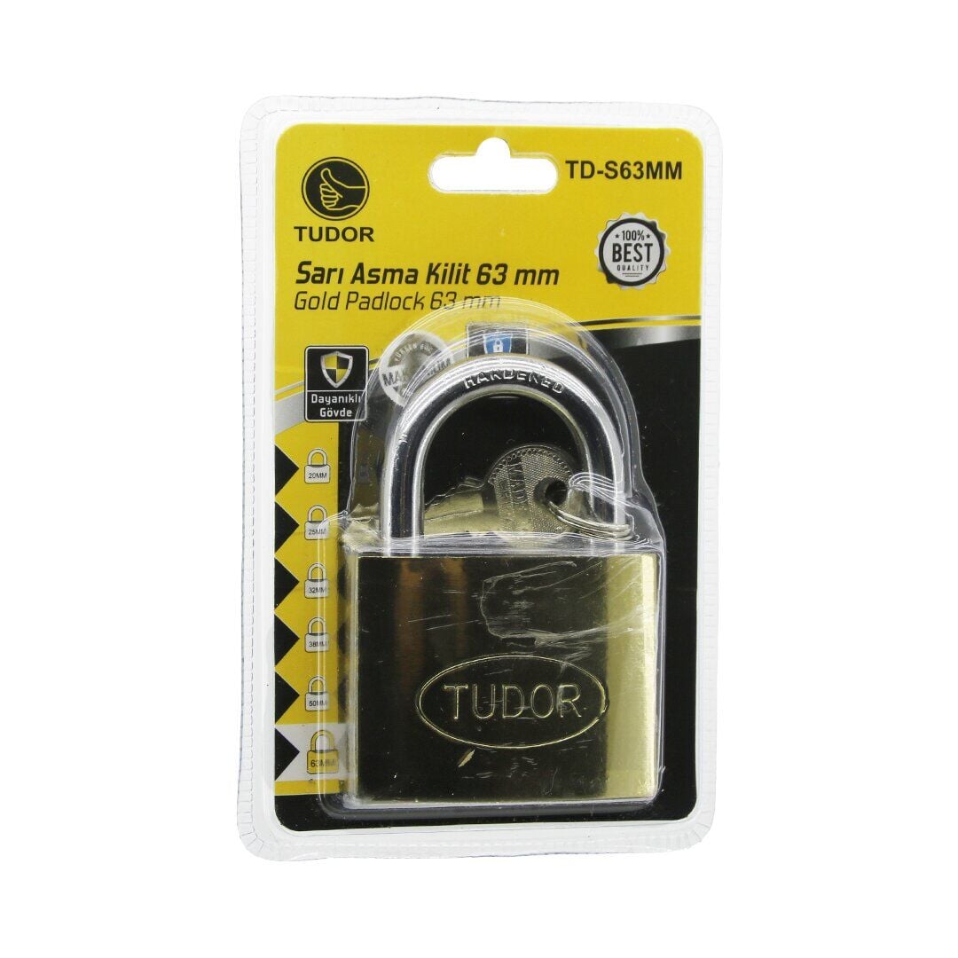 TUDOR TD-S63MM ( VAKUMLU ) ( 63MM & SARI ) ( KISA KANCALI ) ASMA KİLİT*12X4