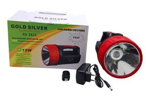 GOLD SİLVER GS-2621 15W LED 2İN1 UZUN ARAMALI ADAPTÖR ŞARJLI EL FENERİ PROJEKTÖR*16