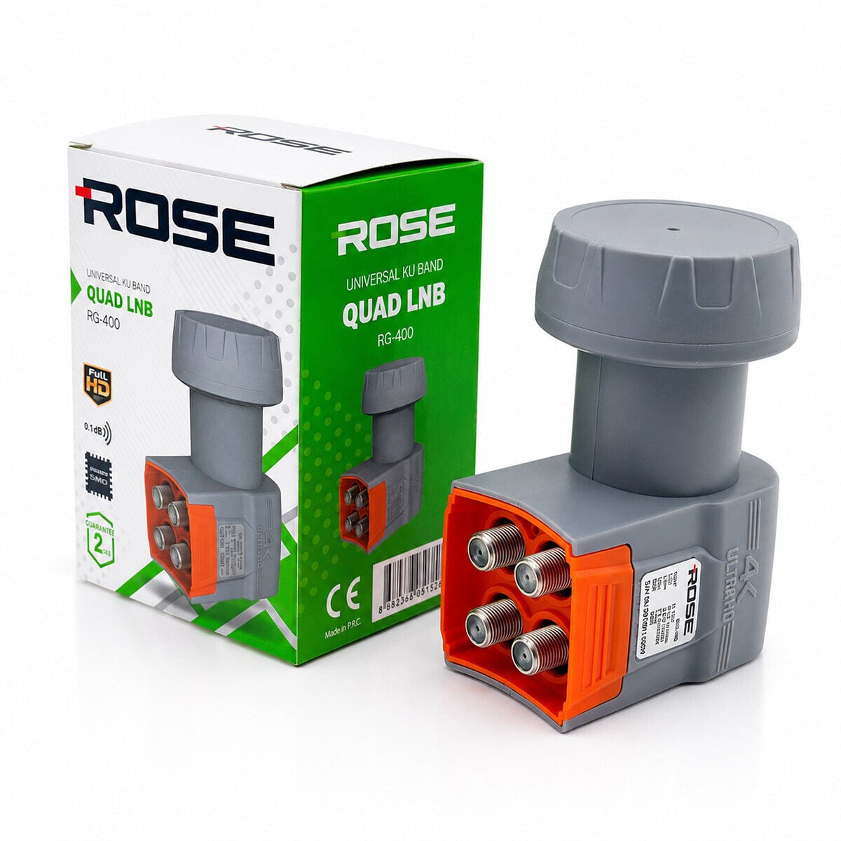 ROSE RG-400 ( 4LÜ ) UYDU ( LNB ) UNIVERSAL QUAD ( 4K ULTRA HD ) ( 0.1dB )*100