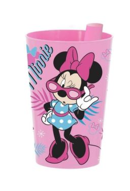 340 CC LİSANSLI KENDİNDEN PİPETLİ PP BARDAK-GÖZLÜKLÜ MİNNİE MOUSE *36