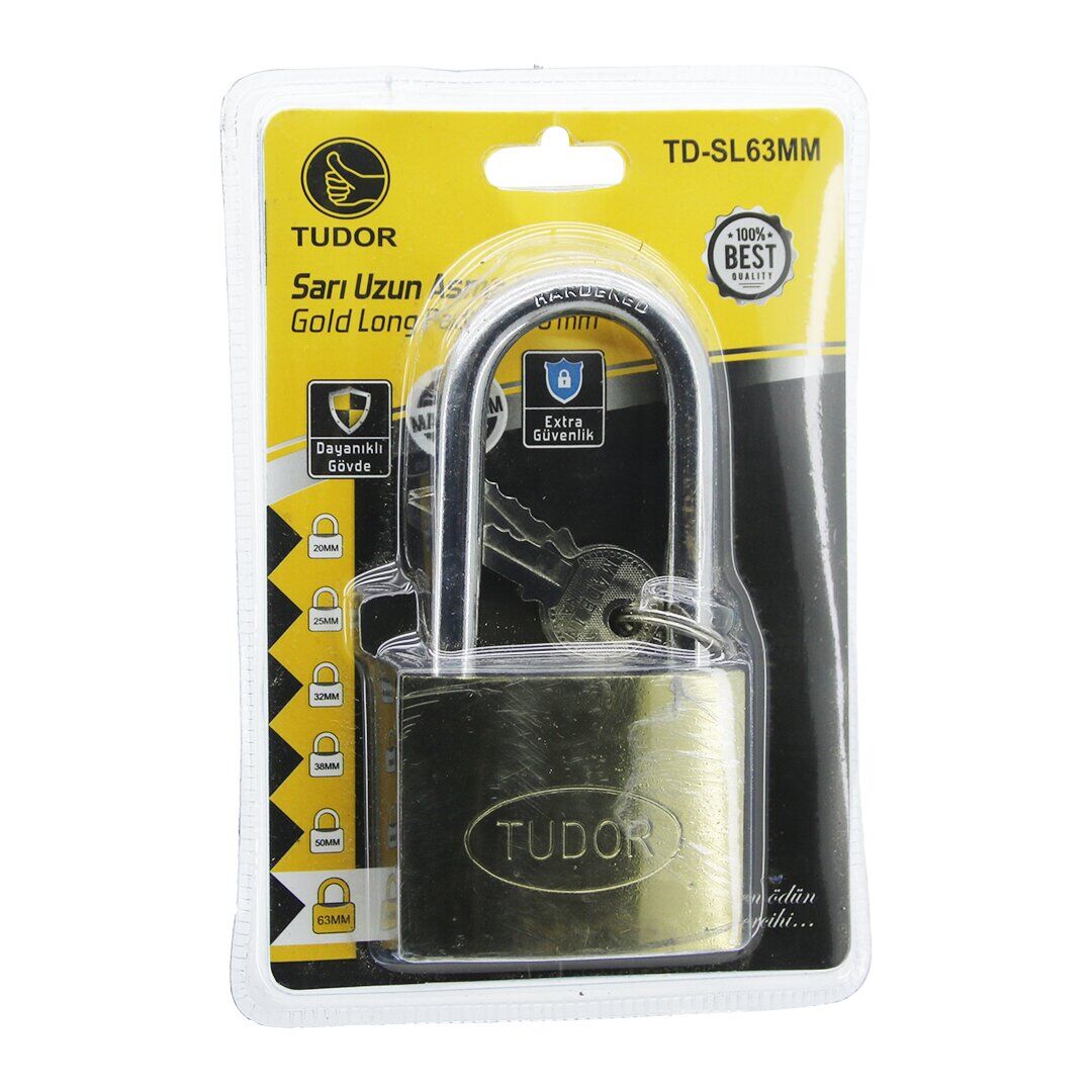 TUDOR TD-SL63MM ( VAKUMLU ) ( 63MM & SARI ) ( UZUN KANCALI ) ASMA KİLİT*12X4