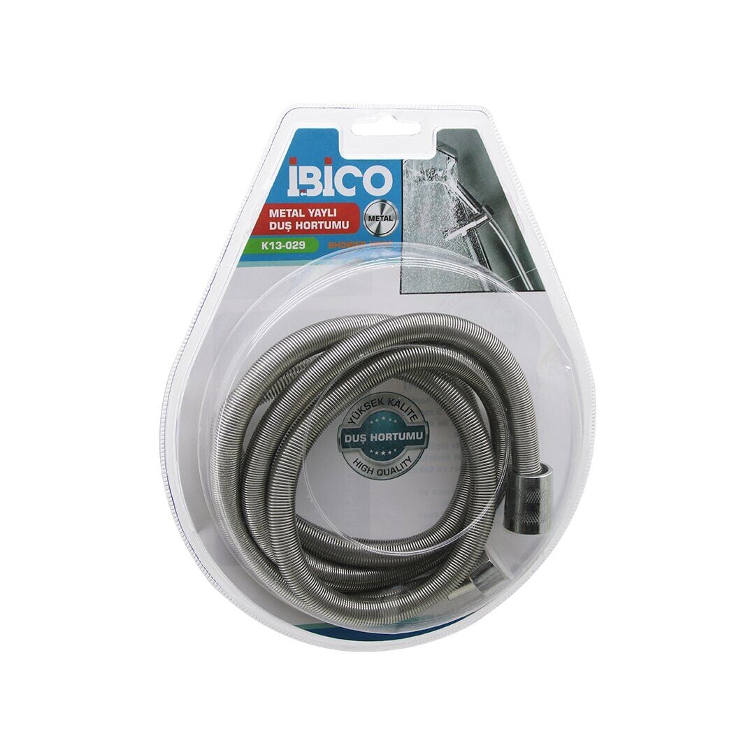 İBİCO K13-029 ( METAL YAYLI ) DUŞ HORTUMU ( 150CM ) ( VAKUMLU AMBALAJ ) ( ANTİ TWİST=DOLANMAZ-KIVRILMAZ-KOPMAZ )*72